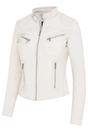 White Slim-Fit Leather Biker Jacket-Maldon, Image 2 of 4