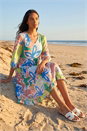 Blue Abstract Print Tiered Dress, Image 2 of 4