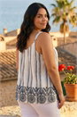 Black Curve Strappy Broderie Hem Vest, Image 3 of 5