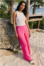 Pink Linen Linen Blend Leg Trousers, Image 4 of 5