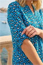 Blue Animal Print Woven Top, Image 4 of 4