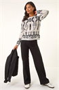 Light Grey Abstract Jacquard Knit Jumper, Image 2 of 5