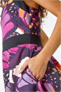 Purple Premium Stretch Butterfly Halterneck Dress, Image 5 of 5