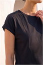 Black Plain Stretch Cotton Jersey T-Shirt, Image 4 of 4