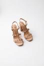 Neutral iKrush Neutral Ivy Womens Studded T-Bar Block Heel Sandals, Image 6 of 7