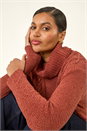 Rust Chenille Roll Neck Knit Jumper, Image 2 of 5