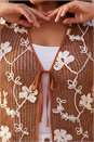 Chocolate Curve Textured Tie Front Waistcoat, Image 4 of 4