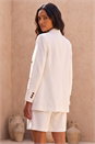 Ivory  Cotton Double Breasted Collar Jacket, Image 2 of 4