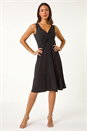 Black Floral Glitter Print Midi Stretch Dress, Image 3 of 5