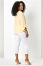 Yellow Petite Flared Sleeve Frill Detail Blouse, Image 2 of 5