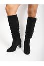 Black iKrush Black Lunara Suede Knee High Block Heel Boots, Image 5 of 8