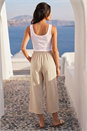 Stone Petite Stripe Cropped Trousers, Image 3 of 4