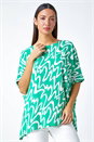 Green Swirl Print Button Back Tunic Top, Image 4 of 5