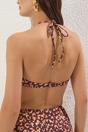 Multi WOVCOR Multi Leopard Print V Wire Padded Balconette Bikini Top with Halterneck, Image 5 of 5