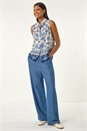 Blue Border Print Collared Blouse, Image 2 of 5