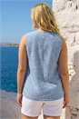 Denim Curve Buttoned Relaxed Waistcoat, Image 3 of 4