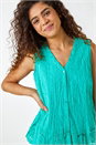 Jade Embroidered Sleeveless Crinkle Blouse, Image 4 of 5