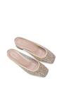 Beige XY LONDON Beige 'Brooklyn' Square Toe Court Shoe Mule Block Heels With Crystal Mesh, Image 6 of 6