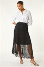 Black Textured Mesh Skirt, Image 3 of 5