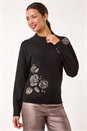 Black Floral Sequin Knit Jumper, Image 4 of 5