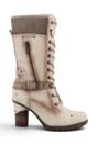 Cream Womens Heeled Combat Boots - M0162002, Image 1 of 7