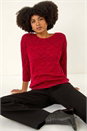 Red Textured Knit Jumper, Image 1 of 5