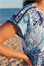 Blue Marine Print Ric Rac Trim Top, Image 4 of 4