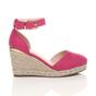 Fuchsia AJVANI Fuchsia Mid Wedge Heel Ankle Strap Espadrille Sandals, Image 2 of 6