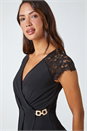 Black Lace Trim Stretch V-Neck  Wrap Top , Image 3 of 5