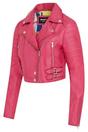 Fuchsia Infinity Leather Fuchsia Cropped Brando Leather Biker Jacket, Image 4 of 7