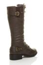 Brown AJVANI Brown Lace Up Calf Military Biker Boots, Image 4 of 6