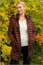 Chocolate Longline Quilted Hooded Puffer Coat, Image 5 of 6