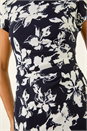 Navy  Floral Gathered Shift Dress, Image 4 of 4