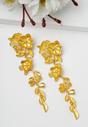 Gold Gold-Coloured Floral Long Earrings, Image 2 of 5
