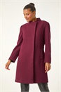 Bordeaux Tailored Funnel Neck Pocket Detail Coat, Image 4 of 7