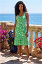 Green Leaf Print Strappy Frill Dress, Image 1 of 4