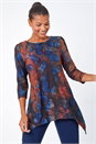 Red Cotton Blend Spot Print Stretch Top, Image 1 of 5