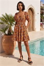 ORANGE Dusk Floral Print Shirred Skort Dress, Image 2 of 4