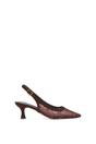 Brown Lace Slingback Court Shoes Pointed Toe Kitten Heels, Image 1 of 6