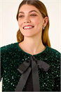 Green Sequin Bow Front Jacket, Image 4 of 5