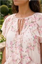 Light Pink Floral Frill Flutter Sleeve Dress, Image 4 of 4