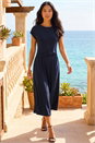 Navy  Petite Side Twist Midi Dress, Image 2 of 4