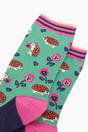 Mint Hedgehogs And Pansies Floral Bamboo Socks - Mint, Image 3 of 4