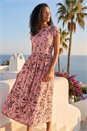 PINK Floral Print Stretch Midi Dress, Image 1 of 4