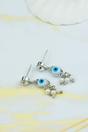Silver The Colourful Aura Silver Tiny Pearl Zircon Evil Eye Dangle Stud Earrings, Image 2 of 2