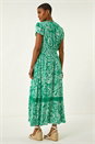 Green Paisley Lace Trim Maxi Dress, Image 3 of 5