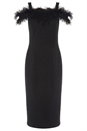Black Feather Embellished Fitted Dress, Image 5 of 5