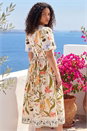 Natural  Petite Floral Print Button Midi Dress, Image 2 of 4