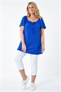 Royal Blue Curve Tie Front Stretch Jersey Top, Image 2 of 5