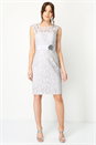 Silver Lace Embellished Trim Dress, Image 2 of 5